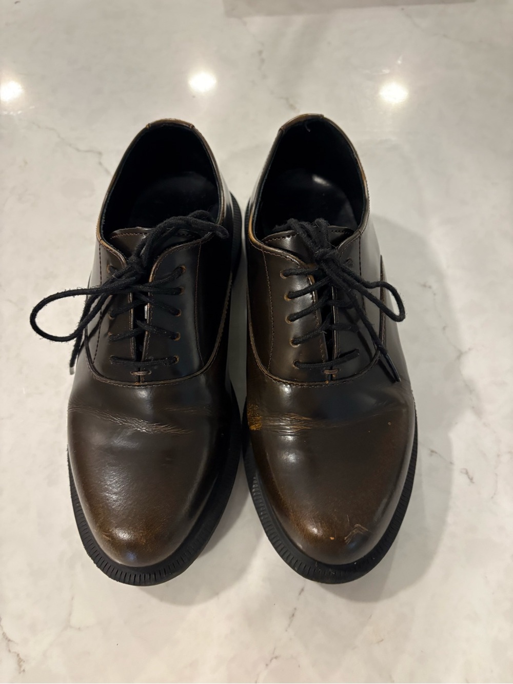 Dr. Martens Brown Leather Derby Shoes with Black Laces - 37, uk 4